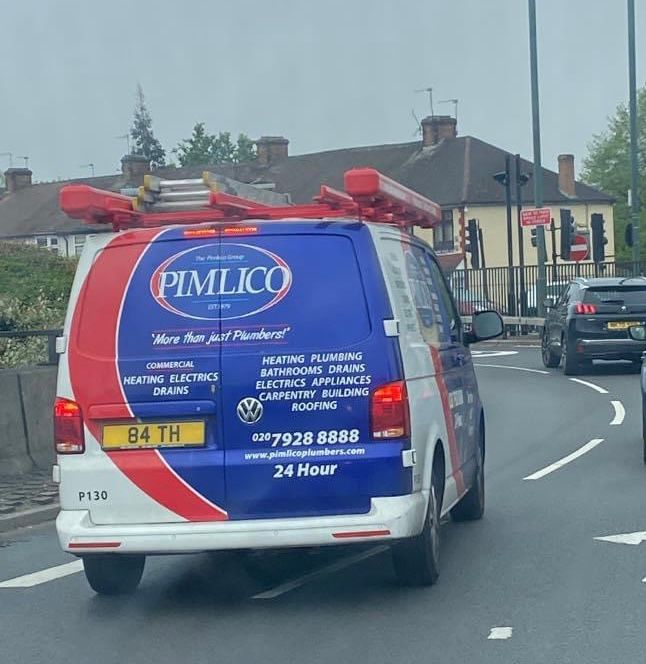 Pimlico Plumbers Number Plate 84 TH