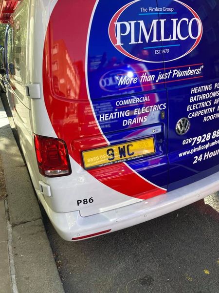 Pimlico Plumbers Number Plate 9 WC