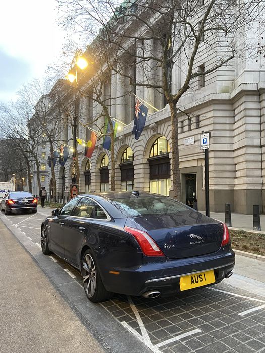 Embassy Diplomatic Flag UK Number Plate of Australia - AUS 1