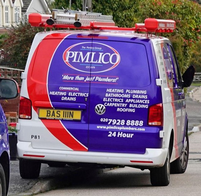 Pimlico Plumbers Number Plate BAS 111N