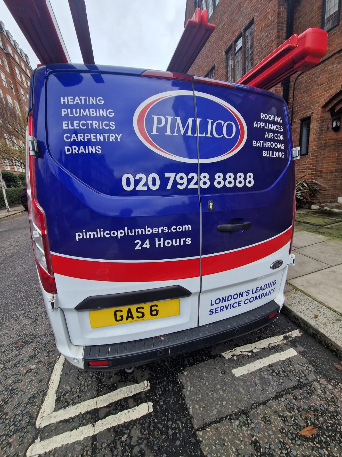 Pimlico Plumbers Number Plate GAS 6