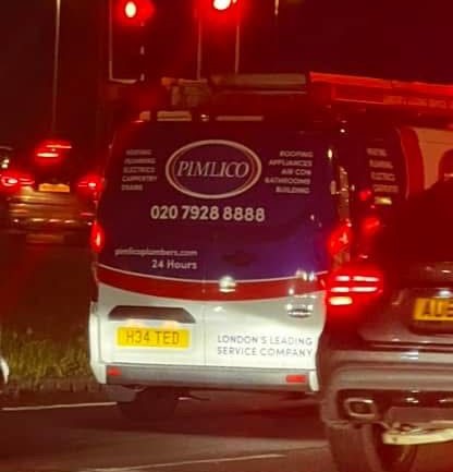 Pimlico Plumbers Number Plate H34 TED