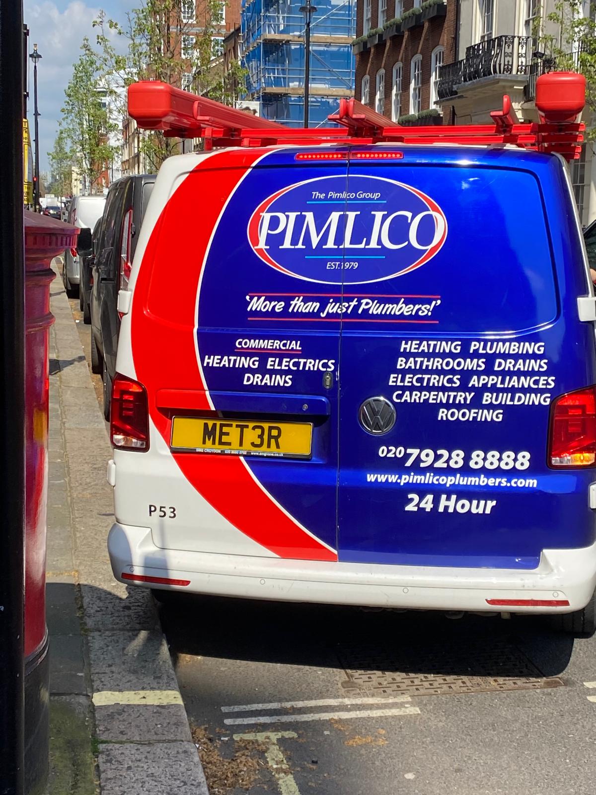 Pimlico Plumbers Number Plate MET 3R