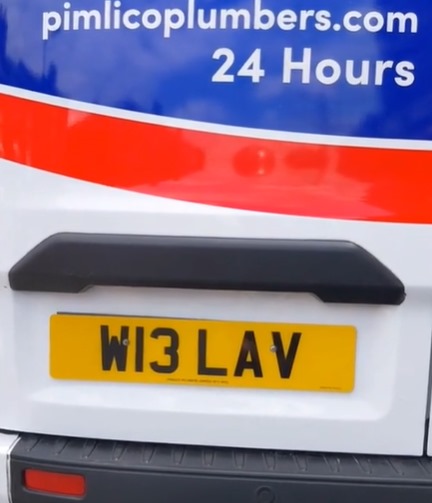 Pimlico Plumbers Number Plate W13 LAV