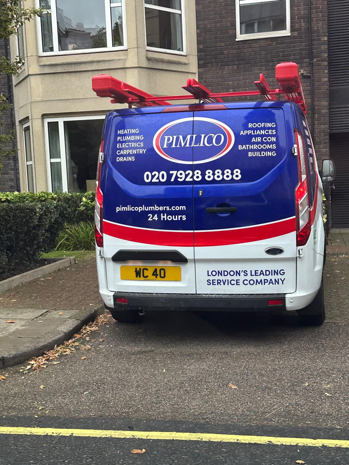 Pimlico Plumbers Number Plate WC 40